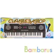 Синтезатор 220v/ на бат. со светом, с микрофоном, 49 клавиш RU990-A в русс. кор. в кор.3*6шт | фото №0