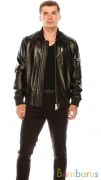 Кожаная мужская куртка черный цвет | фото №0