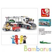 Конструктор пласт. трейлер с машинками, с фигурками, 638дет. в русс. кор.. в кор.12шт | фото №0
