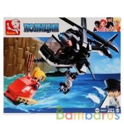 КОНСТРУКТОР ПЛАСТ. ПОЛИЦИЯ, ВЕРТОЛЕТ С ФИГУРКАМИ, 221ДЕТ. В РУСС. КОР. 28,5*23,7*5,4СМ в кор.32шт | фото №0