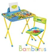 НАБОР ДЕТСКОЙ МЕБЕЛИ " МИ-МИ-МИШКИ С АЗБУКОЙ" (СТОЛ+МЯГК. СТУЛ+ПЕНАЛ) в кор.1шт | фото №0