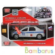 МАШИНА "ТЕХНОПАРК" МЕТАЛЛ. ИНЕРЦ. RENAULT LOGAN ПОЛИЦИЯ 1:43, СВЕТ+ЗВУК В КОР. в кор.2*24шт | фото №0