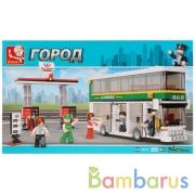 Конструктор пласт. автобусная остановка с фигурками, 403дет. в русс. кор. в кор.12шт | фото №0