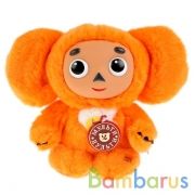 МЯГКАЯ ИГРУШКА "МУЛЬТИ-ПУЛЬТИ" ЧЕБУРАШКА 17СМ, ОРАНЖЕВЫЙ МЕХ, ПЛАСТ. МОРДОЧКА, РУСС. ЧИП в кор.24шт | фото №0