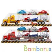 Трейлер инерц. с 6-ю машинками, с аксесс., в ассорт. 8689-2 в пласт. в кор.2*16шт | фото №0