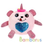 Игрушка мягкая кругляш с пайетками в сердечке розовый, 16см, без чипа, в пак Мульти-пульти в кор60шт | фото №0