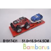 Машина инерц. джип, с машинкой на прицепе, цвет в ассорт. в пласт. в кор.24шт | фото №0