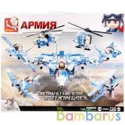 Конструктор пласт. военный самолет/вертолет с фигуркой, 728дет. в русс. кор. 47,5*38*8см в кор.8шт | фото №0