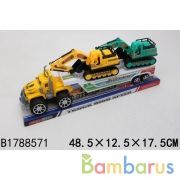 Трейлер инерц. с экскаваторами, цвет в ассорт. 5668-18 в пласт. в кор.2*24шт | фото №0