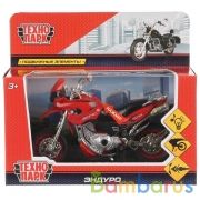 Машина на бат. свет+звук Эндуро 14см, пластик, выдвиж. поднож., вращ. руль. Технопарк в кор.5*48шт | фото №0