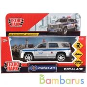Машина металл "CADILLAC ESCALADE ПОЛИЦИЯ" 12см, открыв. двери, инерц. в кор. Технопарк в кор.2*36шт | фото №0