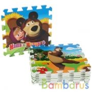 КОВРИК-ПАЗЛ "ИГРАЕМ ВМЕСТЕ" "МАША И МЕДВЕДЬ" 8 СЕГМЕНТОВ, КАЖДЫЙ 29,5*29,5СМ В ПАК. в кор.12шт | фото №0