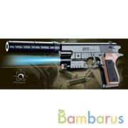 Пистолет с лазерным прицелом, с глушителем, фонарь, в пак. в кор.2*72шт | фото №0