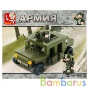 КОНСТРУКТОР ПЛАСТ. МАШИНА ВОЕННАЯ С ФИГУРКАМИ, 175ДЕТ. В РУСС. КОР. 20*13*5СМ в кор.60шт | фото №0