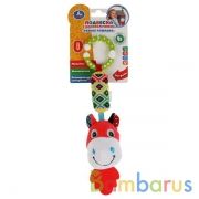 Текстильная игрушка подвеска-пищалка с колокольчиком лошадка на карт. в пак. "Умка" в кор.260шт | фото №0