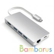Переходник Satechi Aluminum Multi-Port Adapter V2. Интерфейс USB-C. 3 порта USB 3.0, 1 порт 4K HDMI (Серебряный) | фото №0