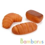 НАБОР ИЗ 3-Х ИГРУШЕК ДЛЯ КУПАНИЯ "ИГРАЕМ ВМЕСТЕ" ХЛЕБ (БАТОН, БУХАНКА, РОЖОК) В СЕТКЕ в кор.50наб | фото №0