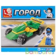 КОНСТРУКТОР ПЛАСТ. ГОНОЧНАЯ МАШИНА С ФИГУРКОЙ, 63ДЕТ. В РУСС. КОР. в кор.90шт | фото №0