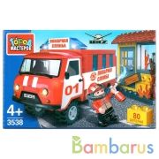 Конструктор "Город мастеров" уаз: пожарная служба, с фигуркой, 80дет. в русс. кор. в кор.80шт | фото №0