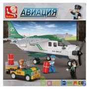 Конструктор пласт. транспортный самолет с фигурками, 251дет. в русс. кор. 28,5*28,5*5,4см в кор.32шт | фото №0