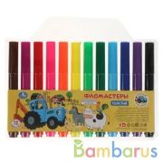 Фломастеры Синий ТРАКТОР 12цв, толстые, синий трактор Умка в кор.6*12шт | фото №0