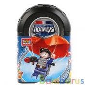 Конструктор "полицейский на парашюте" с фигуркой, 15дет. в  в банке Город мастеров в кор.72шт | фото №0