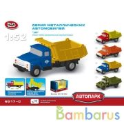 МАШИНА МЕТАЛЛ. ИНЕРЦ. ГРУЗОВИК, ПОДНИМАЕТСЯ КУЗОВ В РУСС. КОР. 16*6*8СМ в кор.3*32шт | фото №0