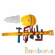 Набор строит. инструментов с каской на ремне 735G в сетке в кор.2*18шт | фото №0