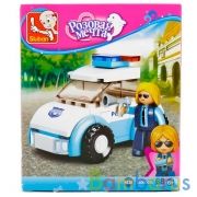 Конструктор пласт. машина полиция с фигуркой, 68дет. в русс. кор. в кор.90шт | фото №0