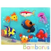 Игрушка деревянная Ми-ми-мишки рыбалка подводная охота 23*30 см Буратино в кор.100шт | фото №0