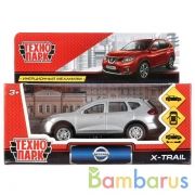 Машина металл NISSAN X-TRAIL 12 см, двери, багаж, инерц, серебристый, кор. Технопарк в кор.2*36шт | фото №0