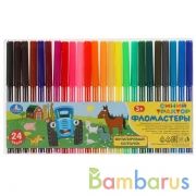 Фломастеры Синий ТРАКТОР 24цв, круглые, синий трактор Умка в кор.4*12шт | фото №0