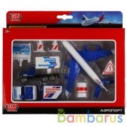 Модели металл Набор Аэропорт: самолет 14см, машинки, знаки, аксесс. в кор. Технопарк в кор2*36шт | фото №0