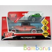 Ретроавто 12см, свет-звук, открыв. двери, инерц., цвет в ассорт. в русс. кор. Технопарк в кор.2*60шт | фото №0