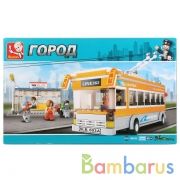 Конструктор пласт. остановка городского транспорта, с фигурками, 465дет. в русс. кор. в кор.12шт | фото №0