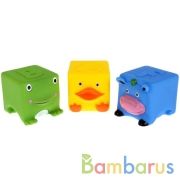 Игрушки пластизоль для купания "Играем вместе" 3 кубика (ABF) пищалка в сетке (русс уп) в кор.2*25шт | фото №0