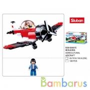 Конструктор пласт. самолет с фигуркой, 128дет. в русс. кор. в кор.72шт | фото №0