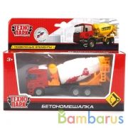 МАШИНА "ТЕХНОПАРК" МЕТАЛЛ. "БЕТОНОМЕШАЛКА" 14СМ, ПОДВИЖ. ЭЛЕМЕНТЫ В РУСС. КОР. в кор.2*36шт | фото №0