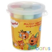 Мелки цветные асфальтовые для творчества, ТРИ КОТА 8 шт (4 цв), в ведре MultiArt в кор.48шт | фото №0