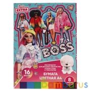 Бумага цветная БАРБИ 16л, 8цв, а4, барби экстра Умка в кор.30шт | фото №0