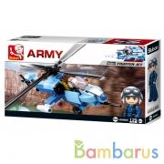 Конструктор пласт. вертолет с фигуркой, 129дет. в русс. кор. в кор.72шт | фото №0