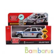 МАШИНА "ТЕХНОПАРК" МЕТАЛЛ. ИНЕРЦ. RENAULT DUSTER ПОЛИЦИЯ 12СМ, ОТКРЫВ. ДВЕРИ В КОР. в кор.2*36шт | фото №0