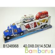Трейлер инерц. с машинками, цвет в ассорт. в пласт. 40*8*14,5см в кор.2*36шт | фото №0