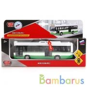 АВТОБУС "ТЕХНОПАРК" МЕТАЛЛ. ИНЕРЦ. СВЕТ+ЗВУК, ОТКРЫВ. ДВЕРИ В РУСС. КОР. 17СМ в кор.2*24шт | фото №0