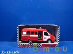 Машина инерц. пожарная, свет+звук, открыв. двери 9098-A в русс. кор. 23*11см в кор.2*12шт | фото №0