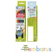 Цветные карандаши Синий ТРАКТОР 6цв, акварельные Умка в кор.20*24шт | фото №0