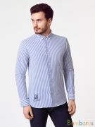  Мужская Рубашка Damon Бело-синяя в полоску | фото №0