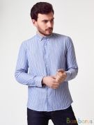 Сине-белая прямая Мужская Рубашка Damon | фото №0