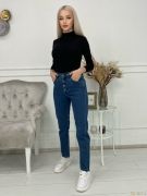 Голубые женские джинсы MOM с лайкрой | фото №0