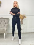 Черные женские джинсы MOM с лайкрой  | фото №0